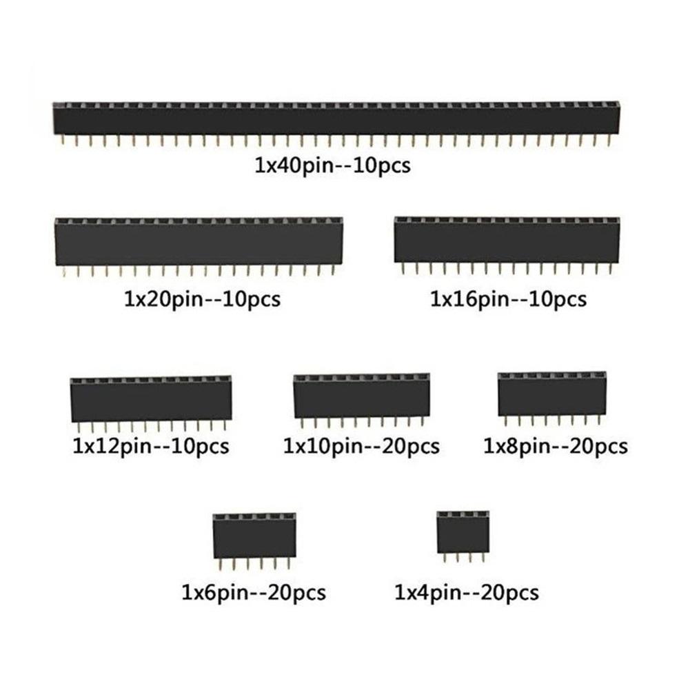 120pcs 2.54mm Single Row Pin Header Connector Kit For PCB Board Insulated Plastic Hard Metal Pins Connector