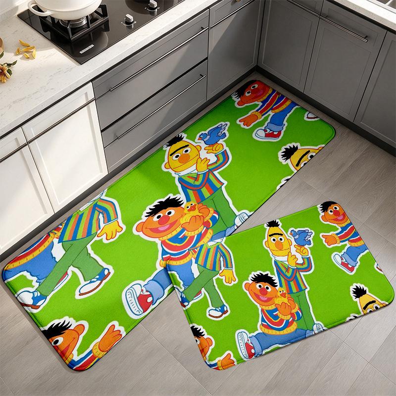 Sesame Street2 Flannel Kitchen Mat Christmas Soft Area Rug Non Slip Floor Carpet Home Decoration