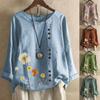 Women Casual Floral Print Long Sleeve Button  Loose T-Shirt Top Blouse