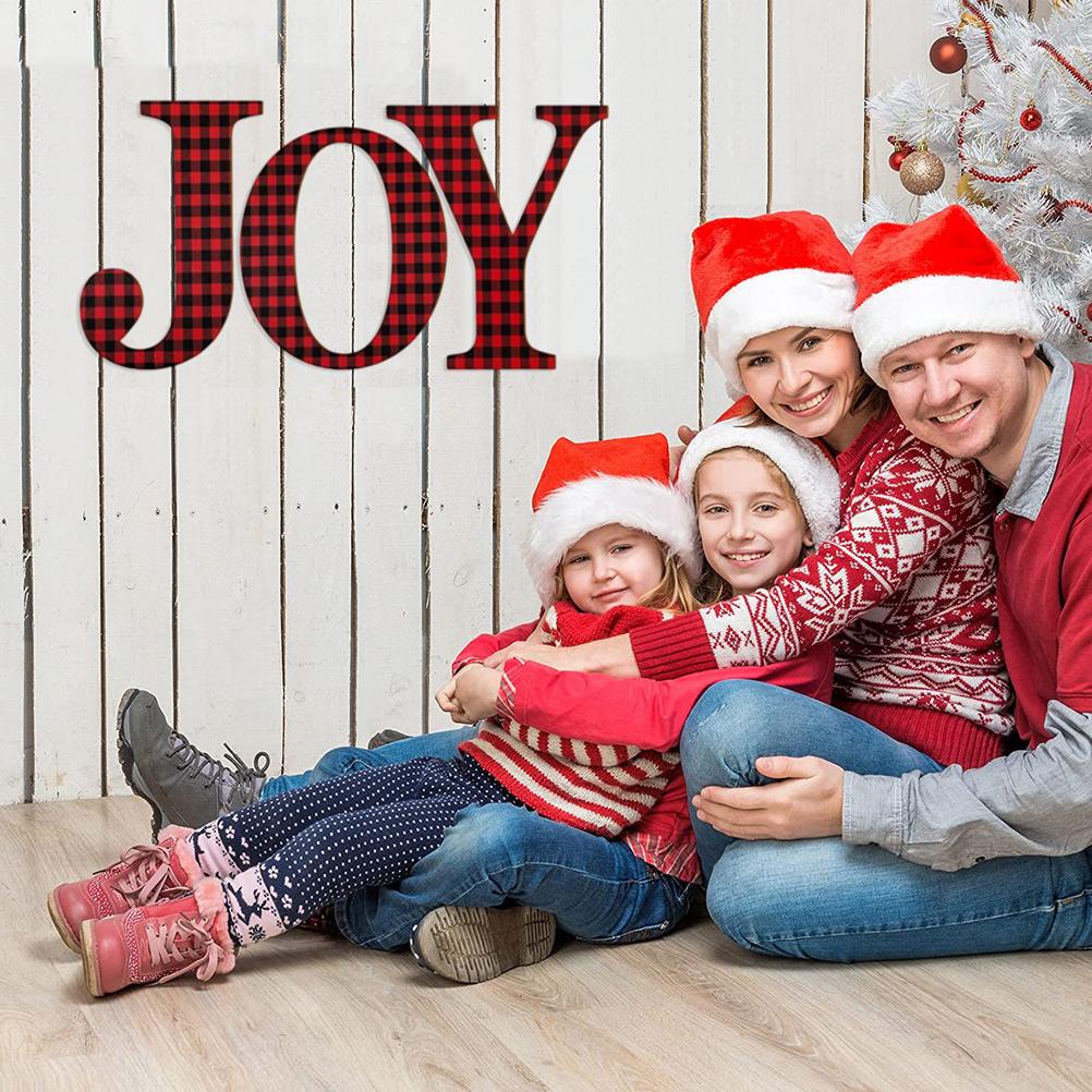 Christmas Joy Table Decoration Mantel Fireplaces Table Letter Sign Wood Decorations for Study Bedroom Living Room