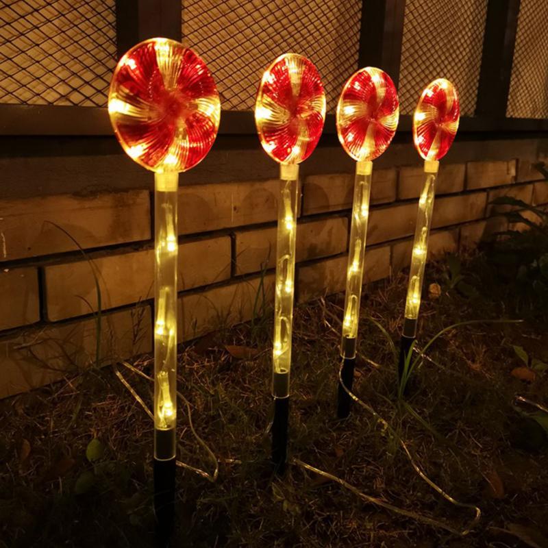 Güneş Led Şeker Kamışı Yolu Lambası Noel Yeni Yıl Tatili için 8 Mod Açık Lolipop Işıkları
