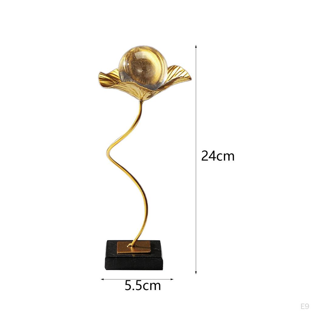 Ball Ornament Figurine Metal Leaf Statue Accent Home Cabinet Sculpture Desktop Figure for Living