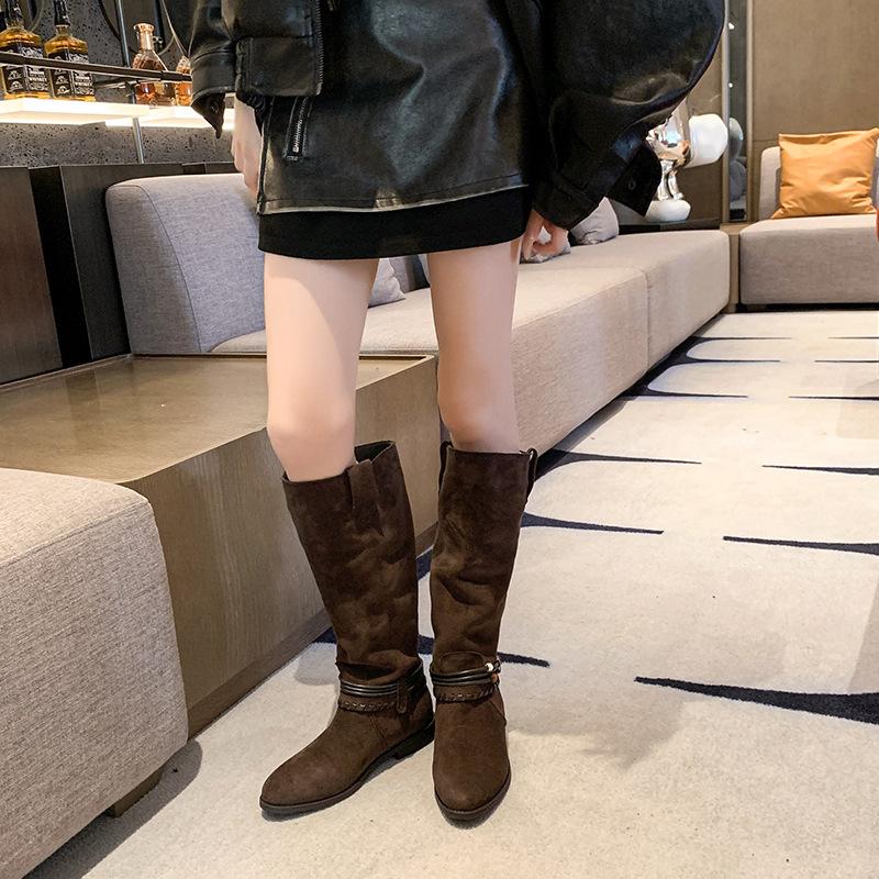 Cowhide version~ 2025 new wandering pastoral retro western cowboy boots temperament premium boots stacking boots