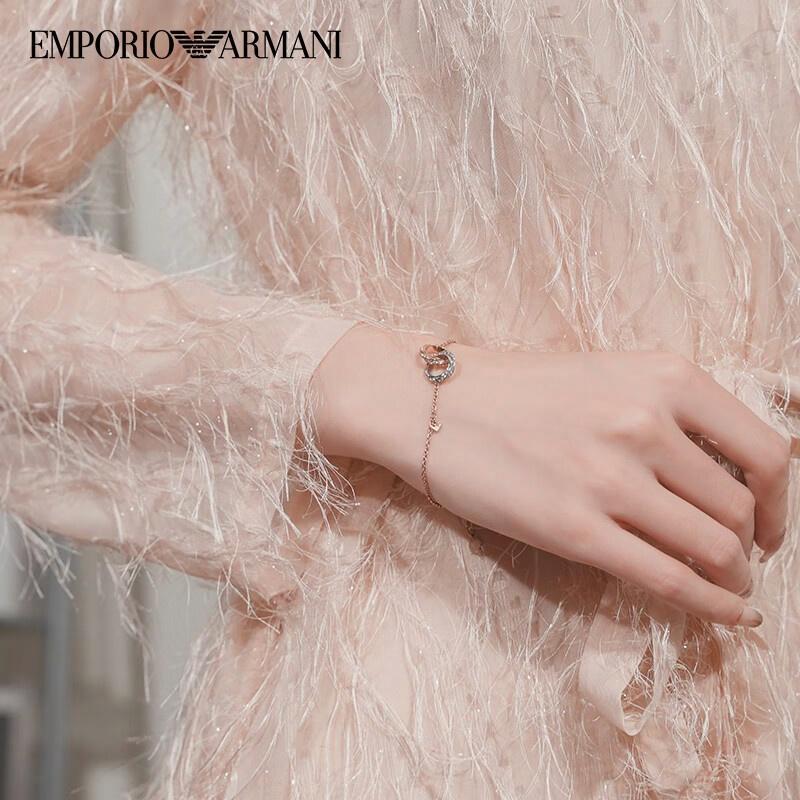 Emporio Armani Bracelet Fashionable, Simple and Trendy Rose Gold Double Ring Diamond Design Stainless Rose gold F (fits all) in original bag