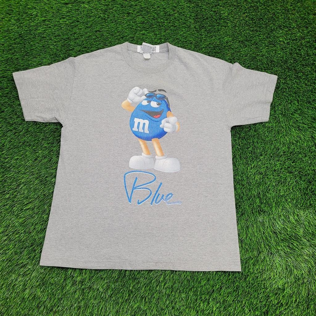 Vintage M&M Chocolate Shirt M/L 21x28 Y2K Gray