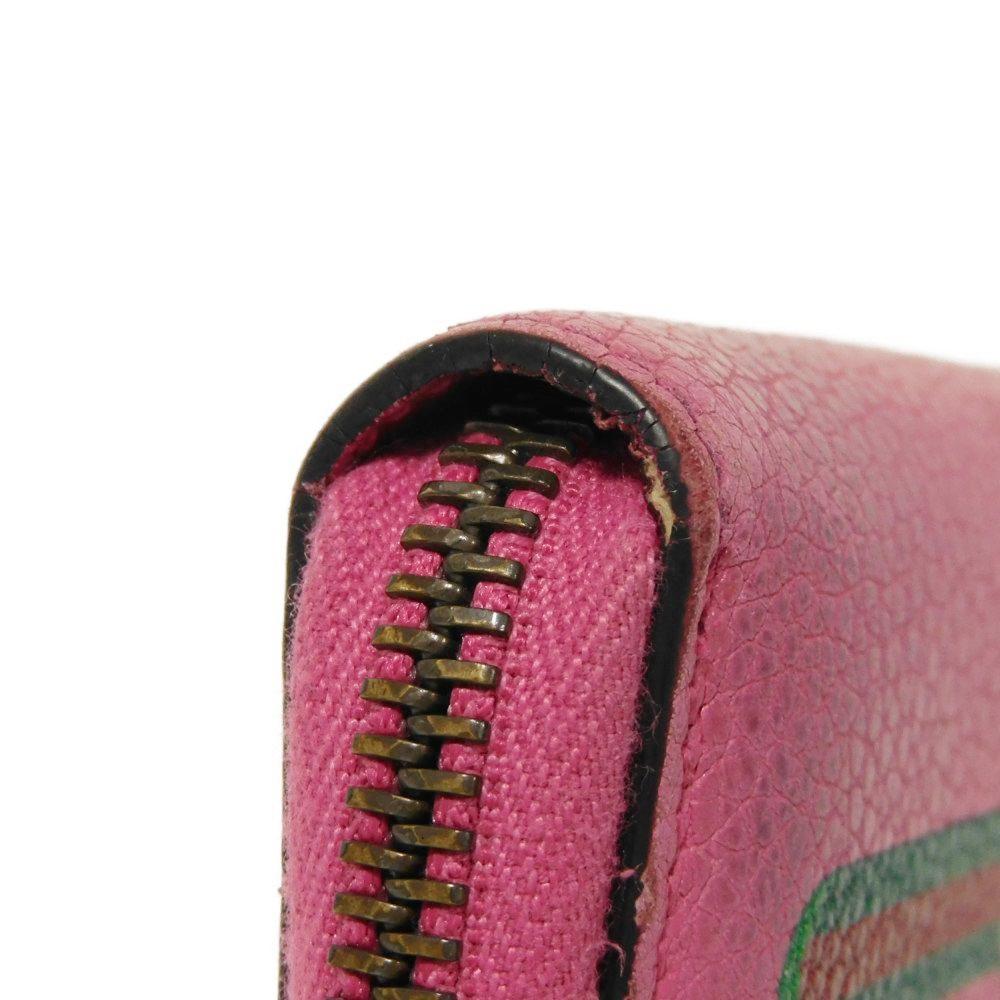 Used 9539 Compact Zip-Around Wallet 496319 0GCAT 8840 7943 Web Neon Vintage Logo Print Pink Unisex from Japan AUTHENTIC
