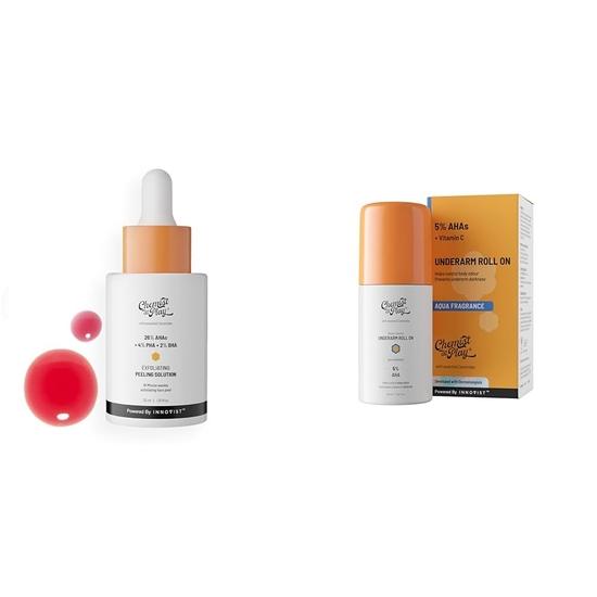 Chemist At Play 26% AHA 2% BHA 4% PHA Peeling Solution Derma Tested | 30ml + UnderArm Roll-On with 5% AHA, Lactic Acid  | 40ml