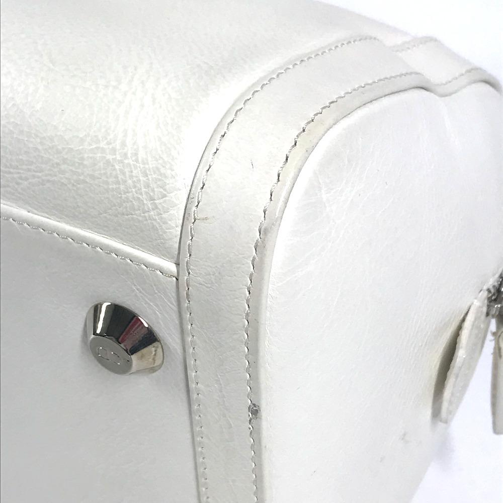 Dior D Logo Tasche Oberer Griff Breite Tasche D Schnalle Handtasche Leder Weiß