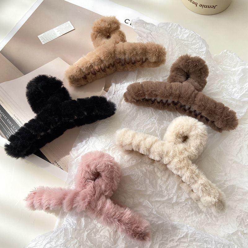 14cm Elegant Plush Hair Clip Claw Korean Extra Large Imitation Rabbit Plush Grab Cawl Clips Girl Hair Accessories