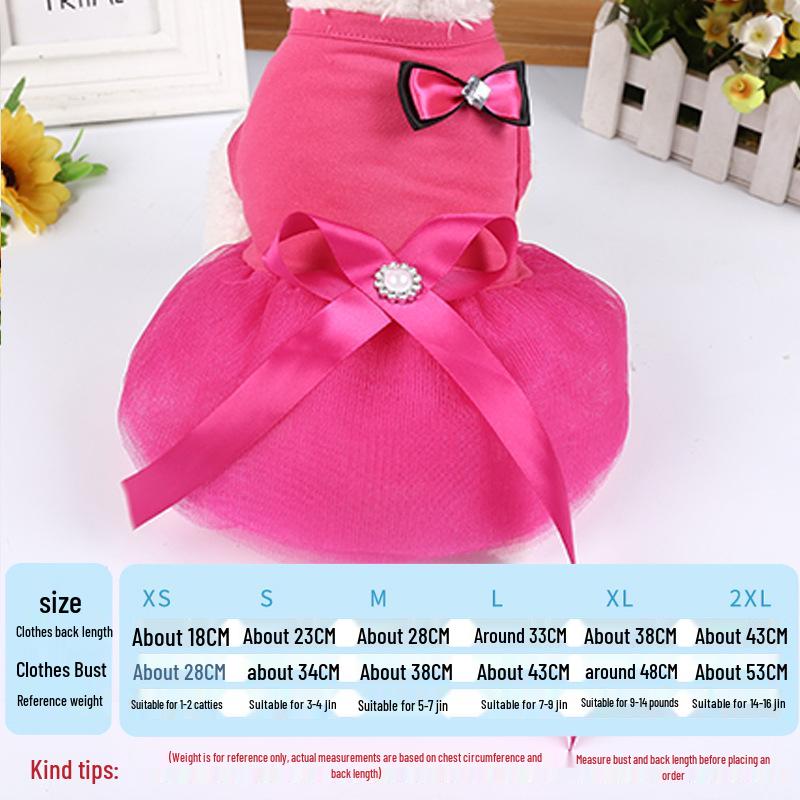 Vestido de malla de verano para perro estilo coreano con lazo