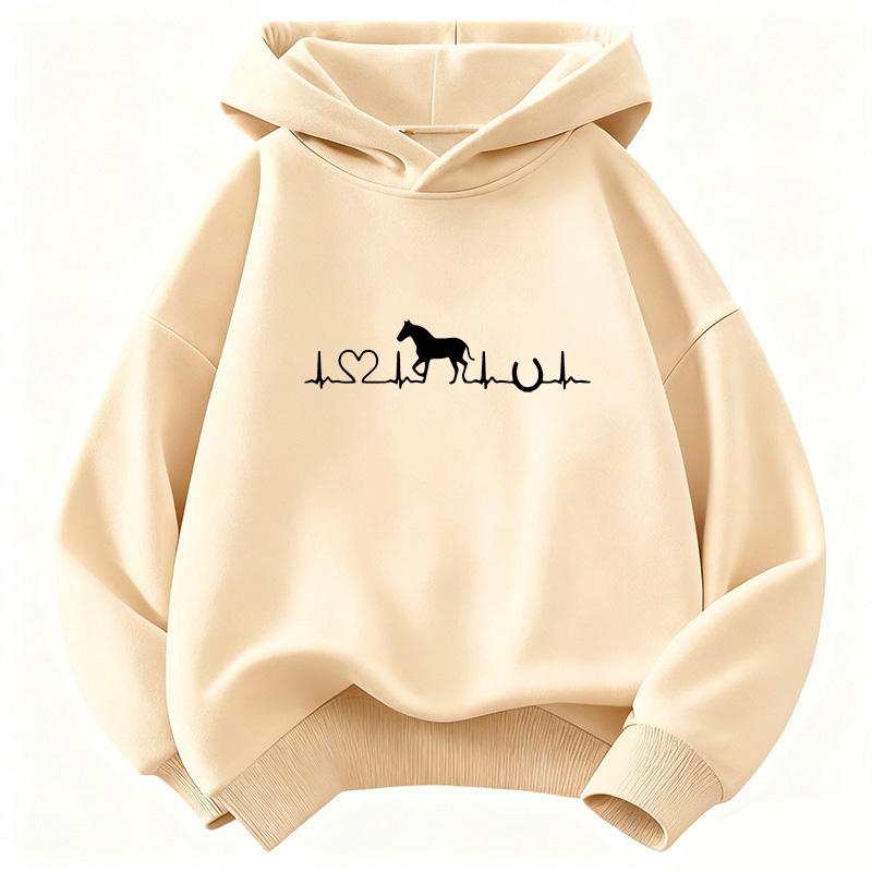 Sweat à capuche Design Cœur d'Amour Cheval pour Enfants Chat Sweat à Capuche Enfant pour Garçons Filles Automne Animal de Dessin Animé Sweats à Capuche Décontractés