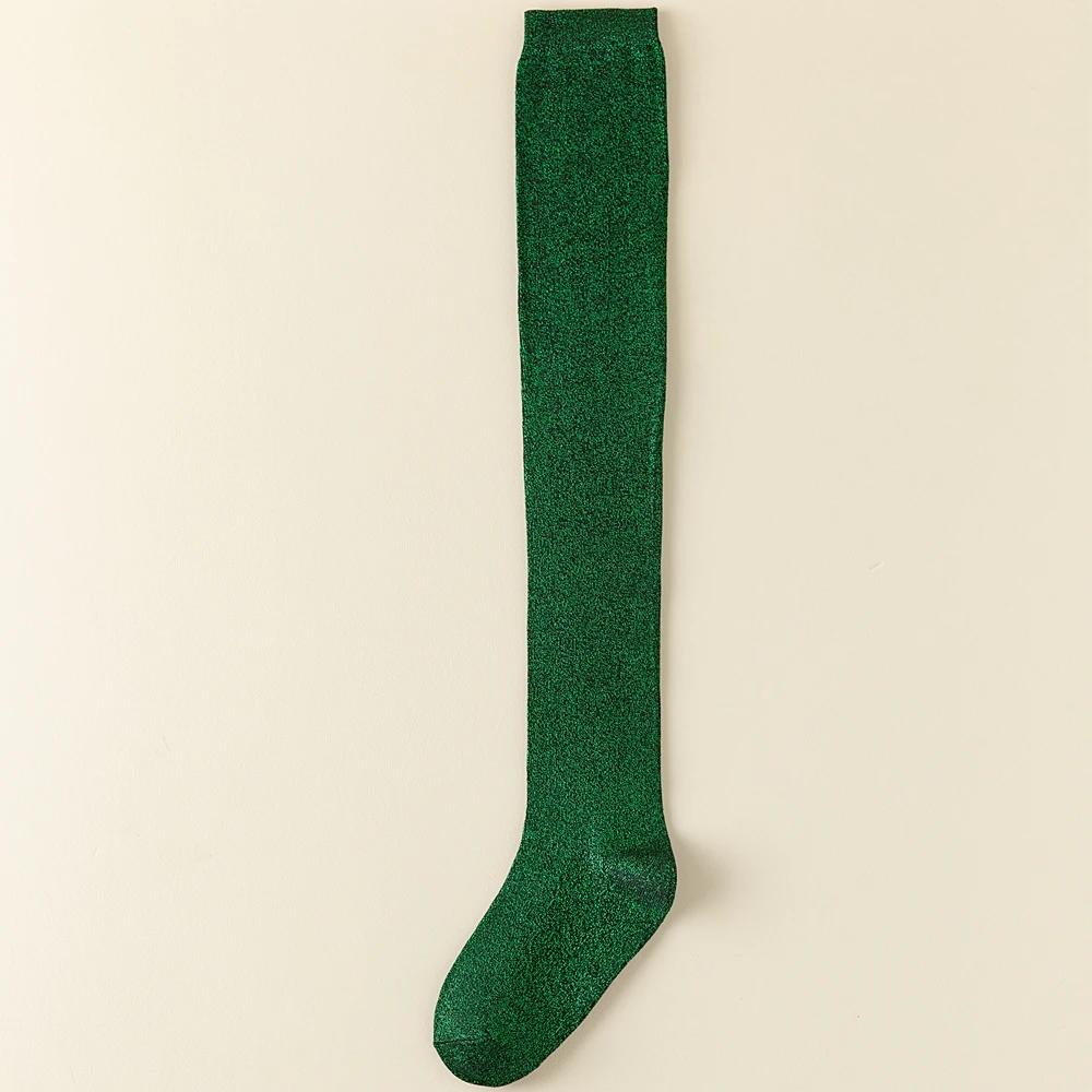 

Блестящие глиттерные чулки выше колена женские золотые серебряные длинные носки женские тонкие модные крутые чулки женские One Size