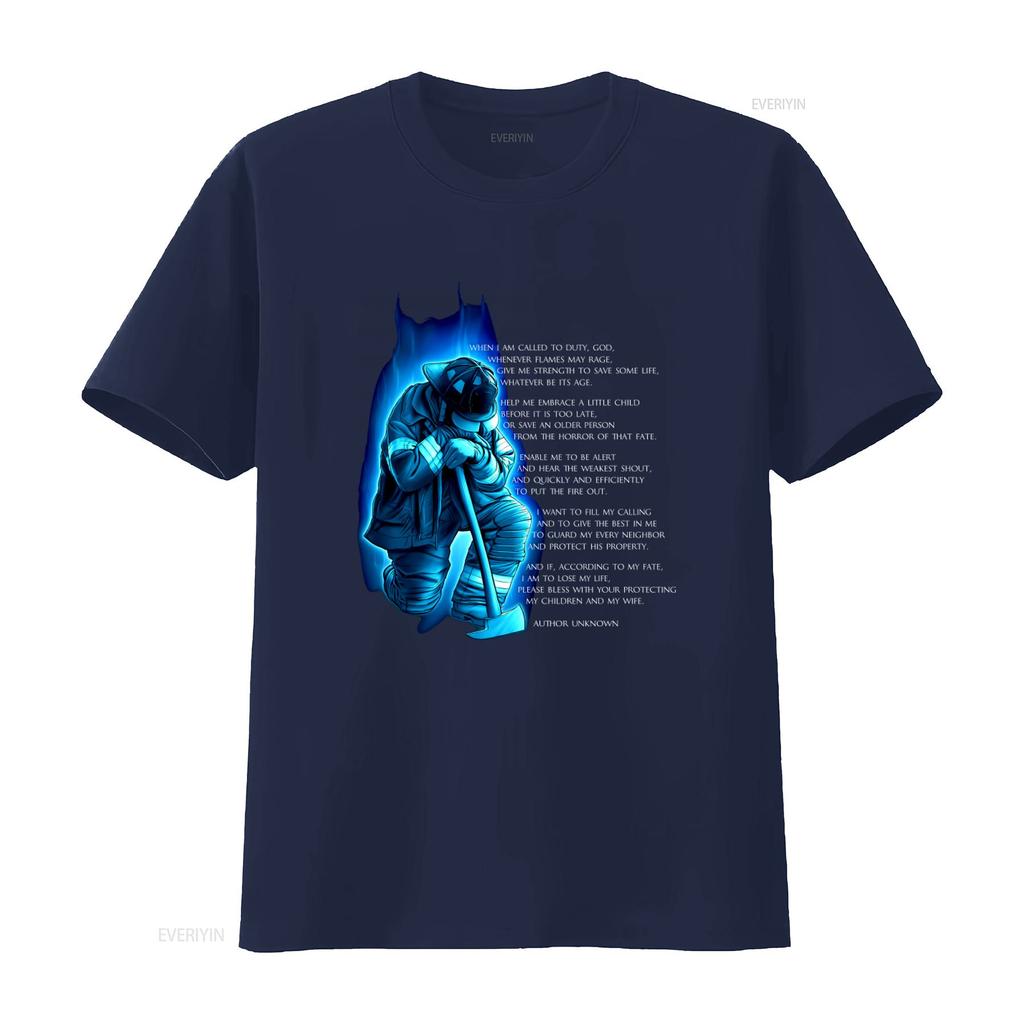 Fire Department Firefighter Poem Oath T Shirt Valor Service Honor Large Size vintage Washed designer clothes Versatile