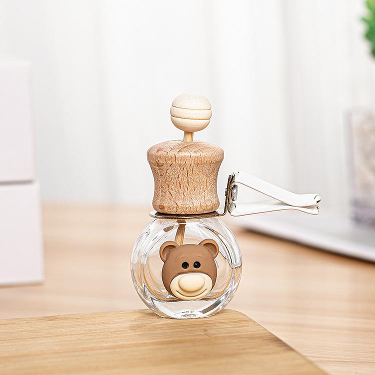 Cartoon Car Perfume Bottle Flat Circular Interior Decoration Empty Bottle Pendant Does For Essential Oils Diffuser Fragrance