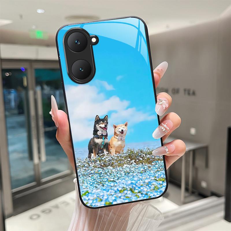 

Beautiful Flower Cute Cats Case For Vivo Y03 Y03T Y18 Y18i Y28s 4G 5G Tempered Glass Phone Case Protective Back Cover Hard Shell Vivo Y18 (Y18i)