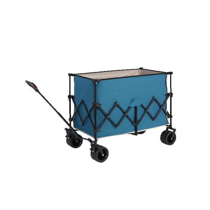 Chariot pliable, chariot de jardin polyvalent robuste et pliable de 300 litres avec roues tout-terrain. Bleu .