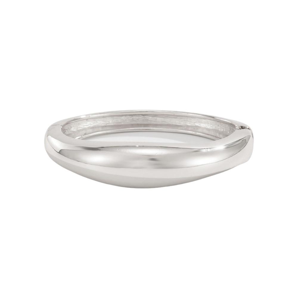 Geometry Exaggerated Bracelet Textured Wide Side Bangle Charms Simple Metal Bracelet Party Style C Silver