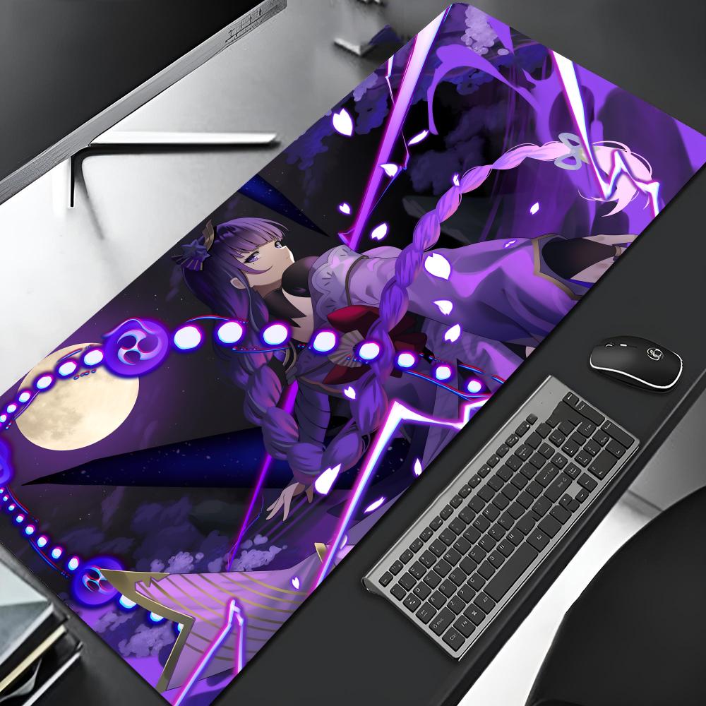 Genshin Impact Raiden Shogun Mouse Pad Edge Big Gaming Locking Music Computer Gamer Large Rubber Art Mousepad Laptop Desk Mat