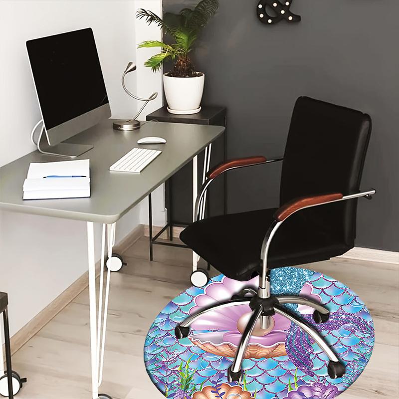 1PC Mermaid Shell Non-Slip Floor Round carpet, Office, family, bedroom, Large Area Rug Indoor Rugs, Vibrant Colors-Z0478