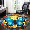 1pc Butterfly StainedGlass Office Round Area Rug, Under Office Chairs Bedroom Living Room Home Decor, Room Deco