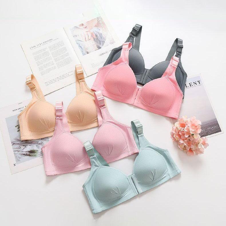 Front Closure Bra Women Gather Plus Size Thin Underwear Without Steel Ring Push Up Bralette Sexy Invisible Sensual Lingerie