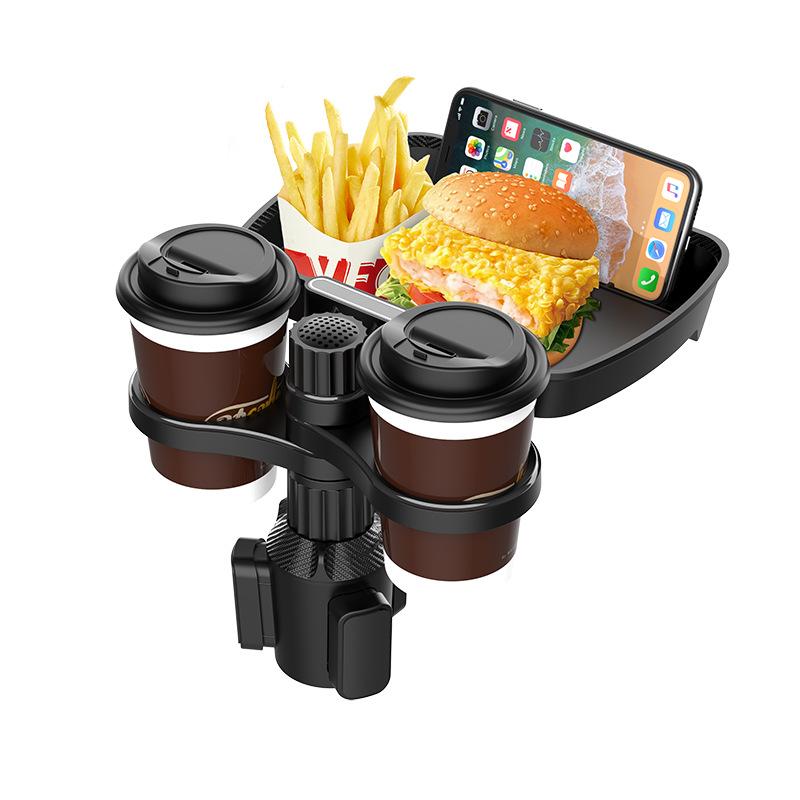 Car Cup Holder Tray with Swivel Base 360° Adjustable Car Cup Holder Food Tray Organized Drink Holder for Car