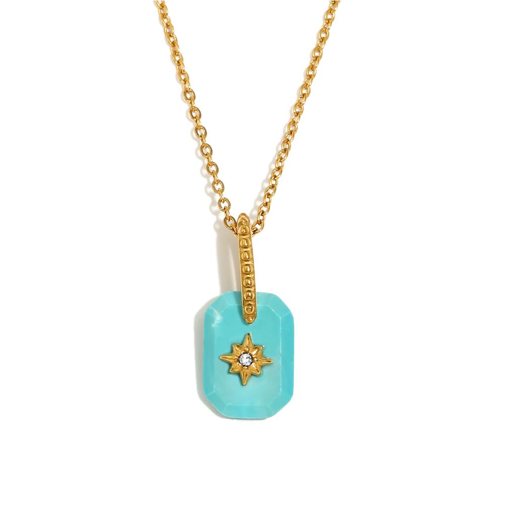 MamacitaSlay Y2K Color Acrylic Eight Pointed Star Pendant Necklaces For Women Stainless Steel Women's Jewelry Accessories Gift