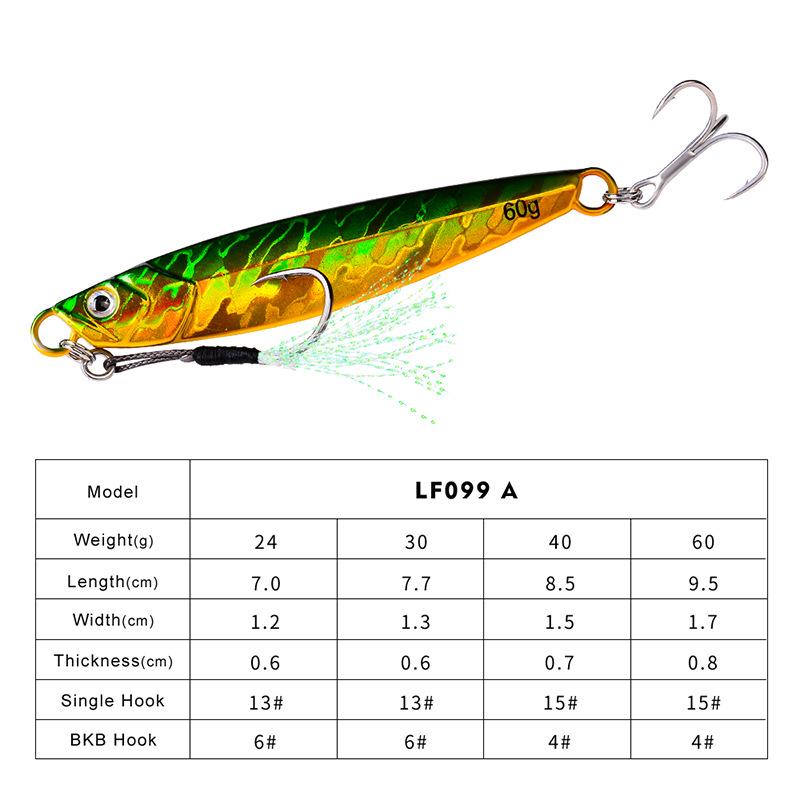 Luminous Long-Cast Metal Jig Sinking Bait for Sea and Boat Fishing