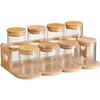 Glass Spice Jar Set with Wooden Rack