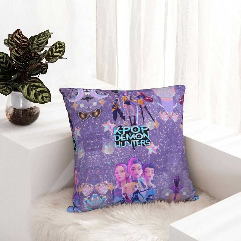 Huntrix Zoey Rumi Mira Pillowcases Polyester Car Kpop Demon Hunters Cushion Case Funny Decor Pillowcase