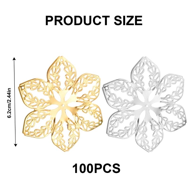 Set di 100 Fiori Decorativi in Filigrana Metallica per Scrapbooking Colori Assortiti Connettori Accessori per la Creazione di Gioielli
