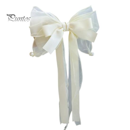 

Женская заколка для волос из сетчатой пряжи, лента, бант, декоративная мультяшная заколка для волос с длинным хвостом, милые аксессуары для волос белый