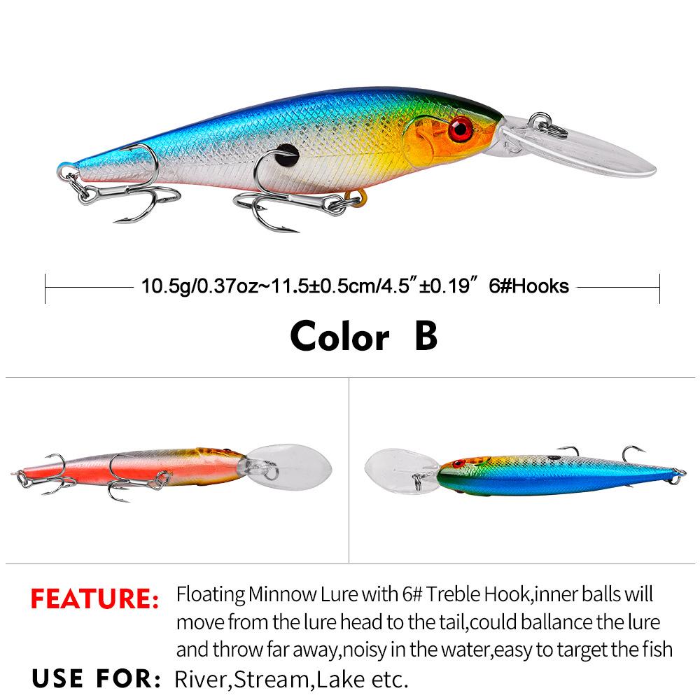 

Плавающая наживка длиной 11,5 см, пластиковая наживка Mino, жесткая наживка 10,5 г, имитация наживки 10 цветов 2#