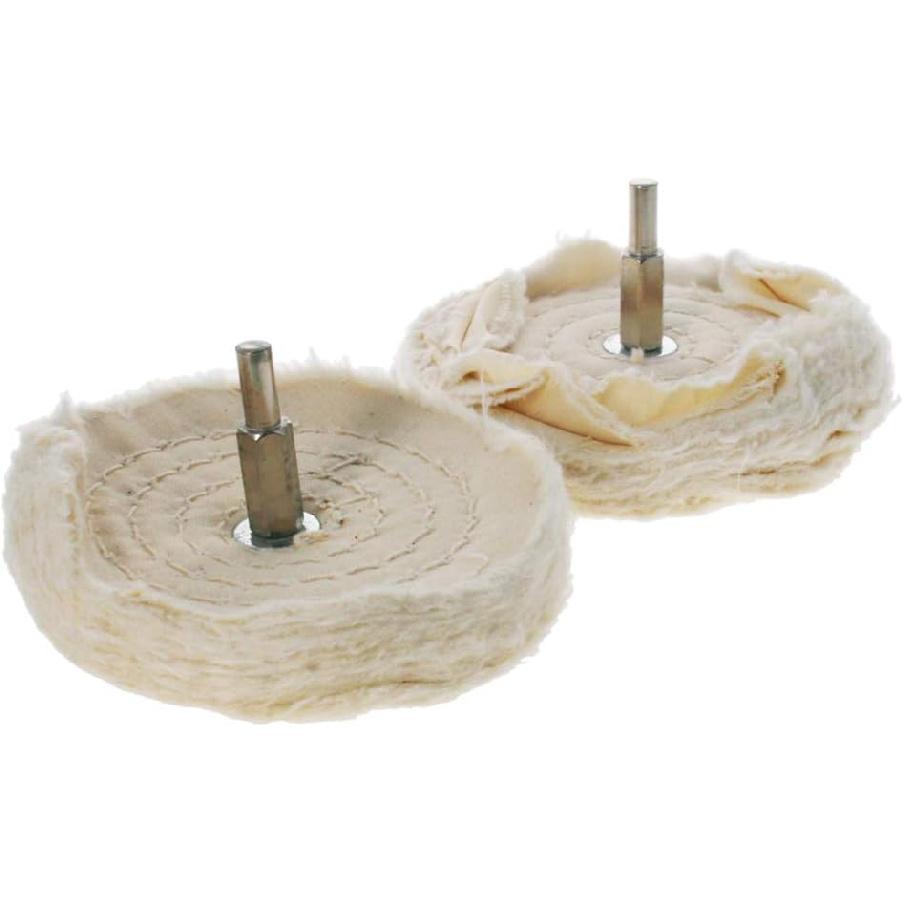 Utoolmart 2-Inch Buffing Polishing Pad Wheel Cotton with 1/4-inch Handle for Manifold Aluminum Stainless Steel Chrome 6 Pcs