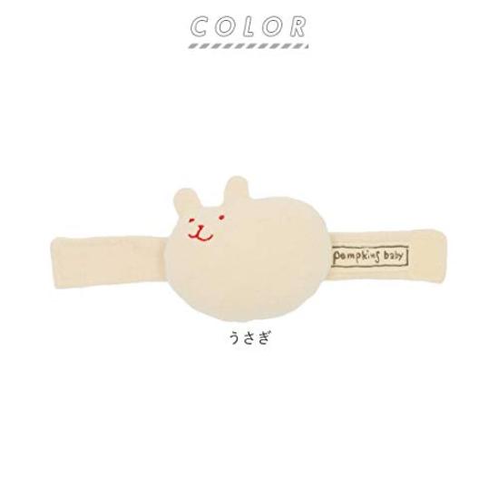 Y-1066 Pompkins BABY 100% Cotton Wrist Rattle [Rabbit, Bear, and Dog Series] Made In Japan (Rabbit (Natural))