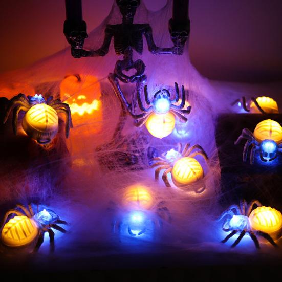2/3/5Pcs Halloween Glowing Light Two-Color LED Design Spider Shape Night Light Portable Lightweight Halloween Decoration