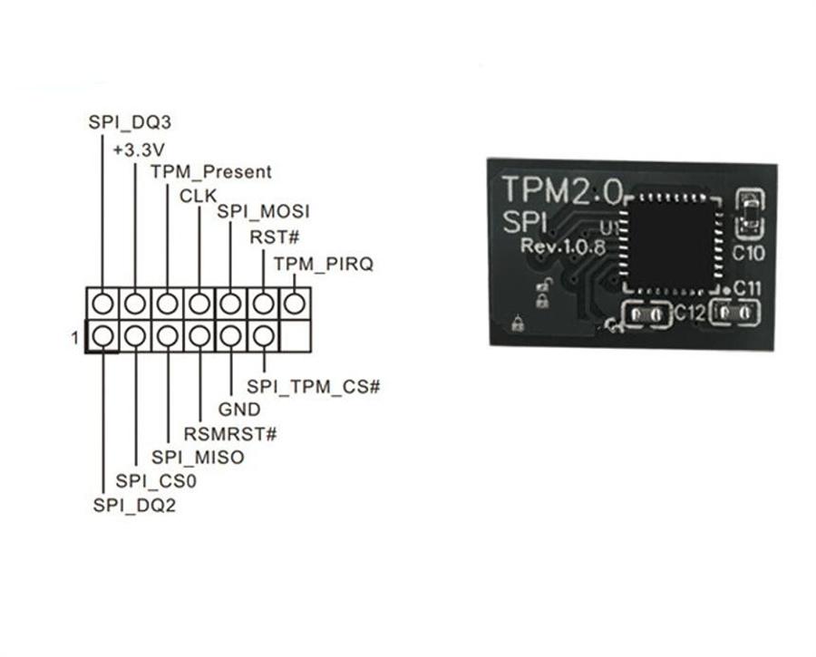 TPM 2.0 Security Module Board For ASROCK 14 PIN SPI Motherboard Windows 11