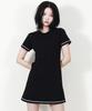 Deumakeu Girly Chic Stitch Mini Dress Black