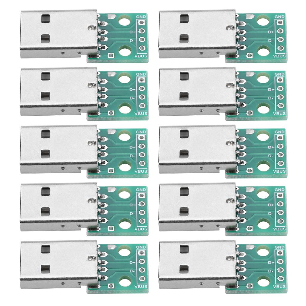 10Pcs USB Type A Male Plug To DIP Adapter Board 4 Pin 2.54mm Pitch