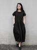 Elegant Black Waist-Cinched Long Dress for Women - 2026 Spring Collection