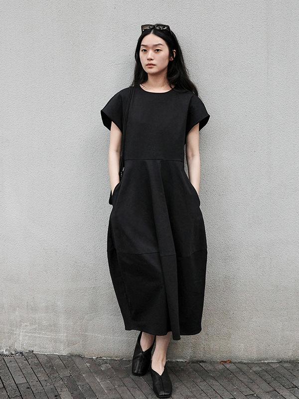 Elegant Black Waist-Cinched Long Dress for Women - 2026 Spring Collection Medium чёрный