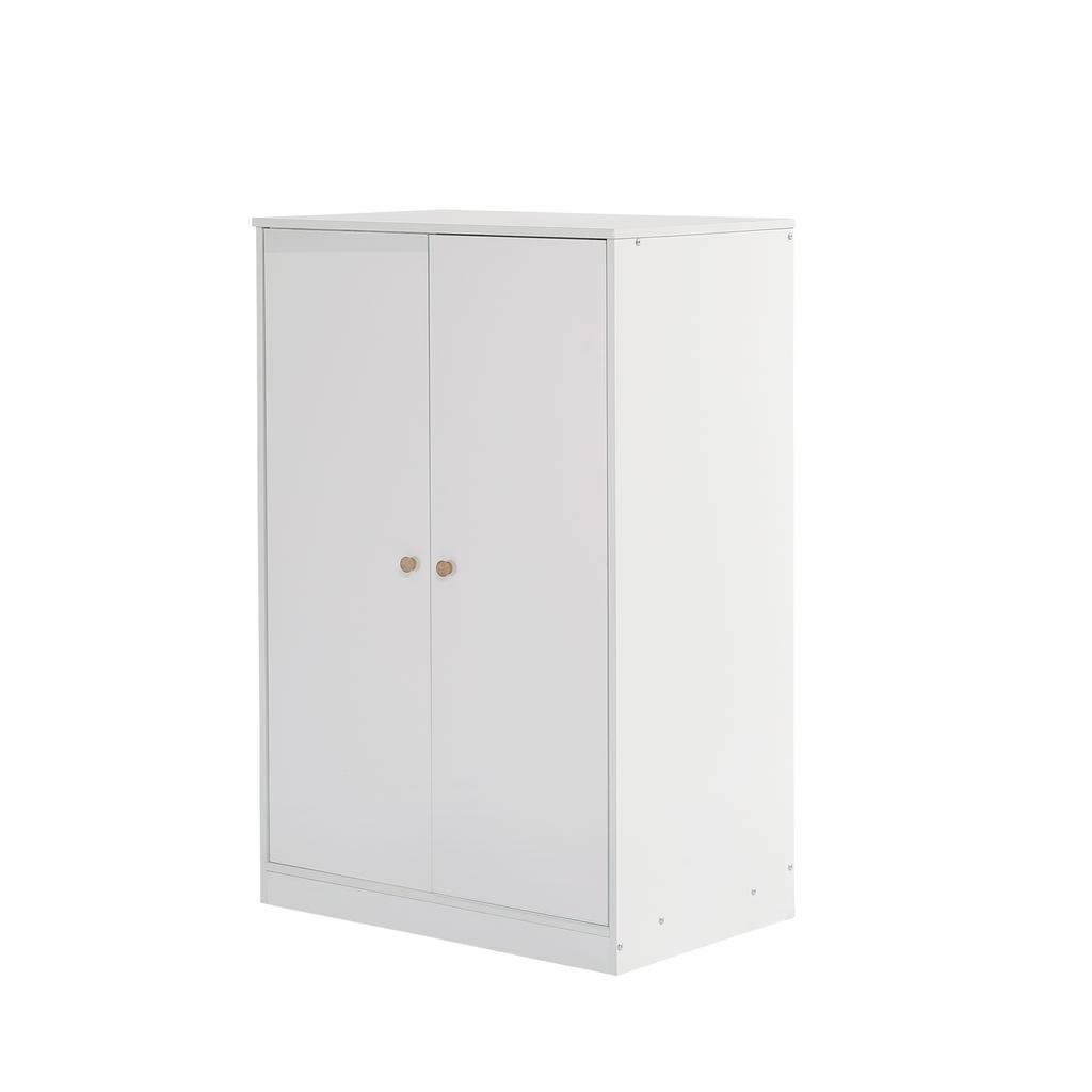 Small Wardrobe with Rail, 2-Door Wardrobe, Bedroom, Living Room, Children's Wardrobe, MDF, White