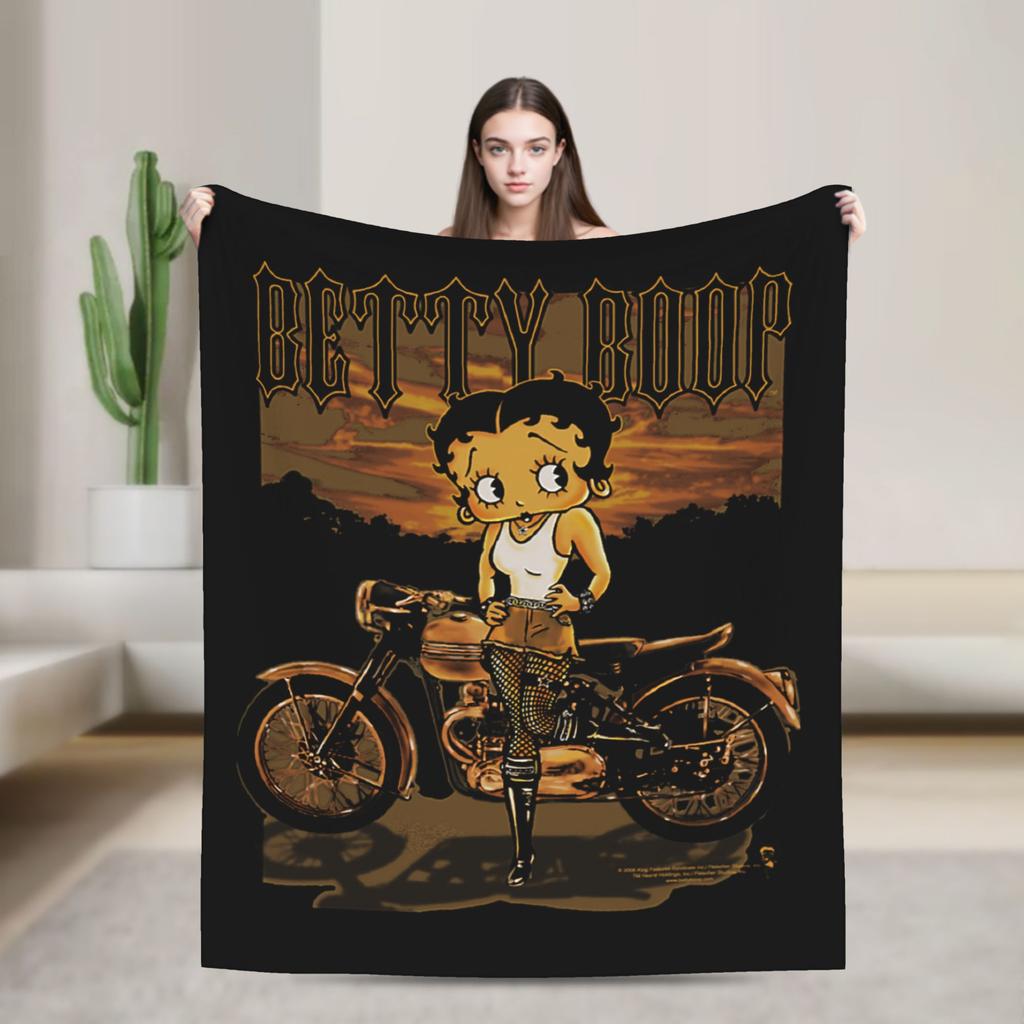 Boop Classic Kiss Blanket Flannel Decoration Bettys Cartoon Breathable Lightweight Throw Blankets for Bedding Outdoor Bedspread