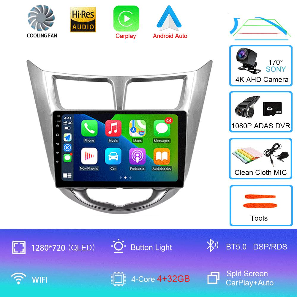 For Hyundai Solaris Accent I25 2010 - 2016 Car Radio Android 14 Carplay Multimedia Player Auto Autoradio Stereo 2din Head Unit
