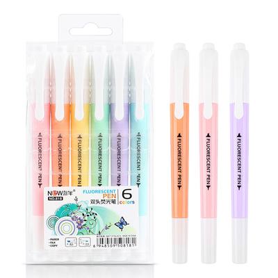 6Pcs/Set Markers Pastel Drawing Pen Double Head Fluorescent Highlighter Pen for Student School Office Supplies Cute Stationery