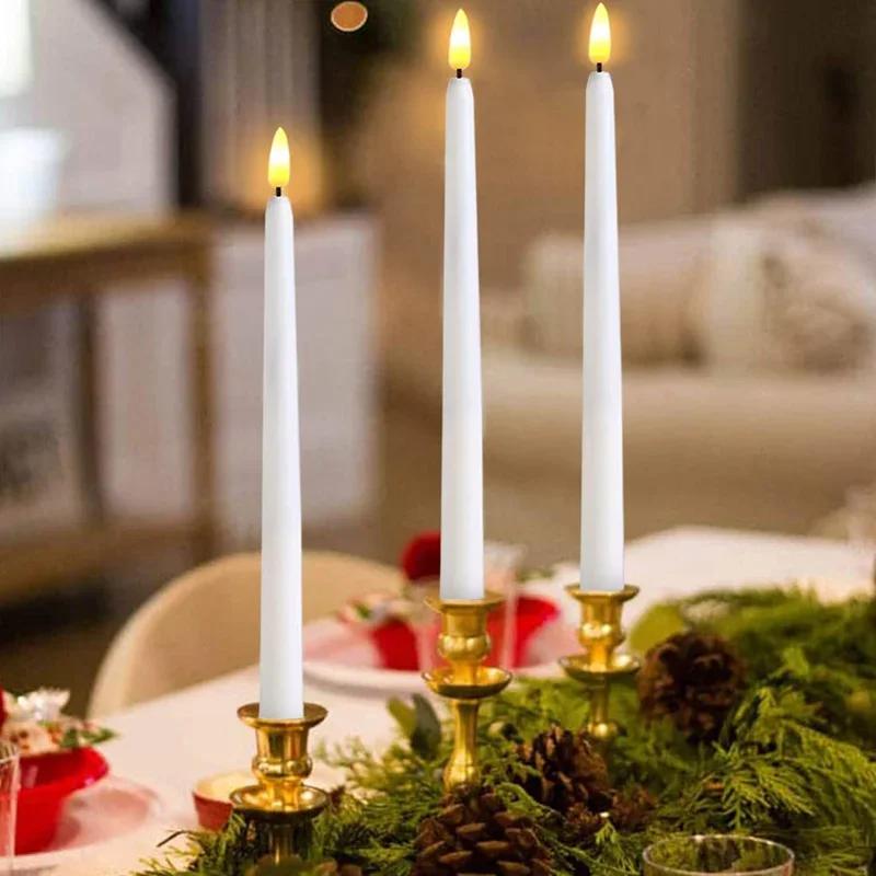 3/6 Stück LED Flammenlose elektronische Kerzen Batteriebetriebene Kegel langes Kerzenlicht für Party Hochzeit Heimdekoration Blinkende Lampe