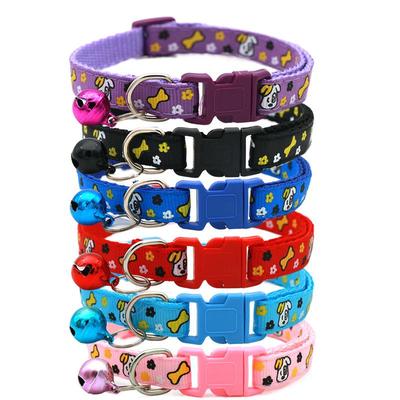 Bone & Flower Dog Collar with Bell for Pets