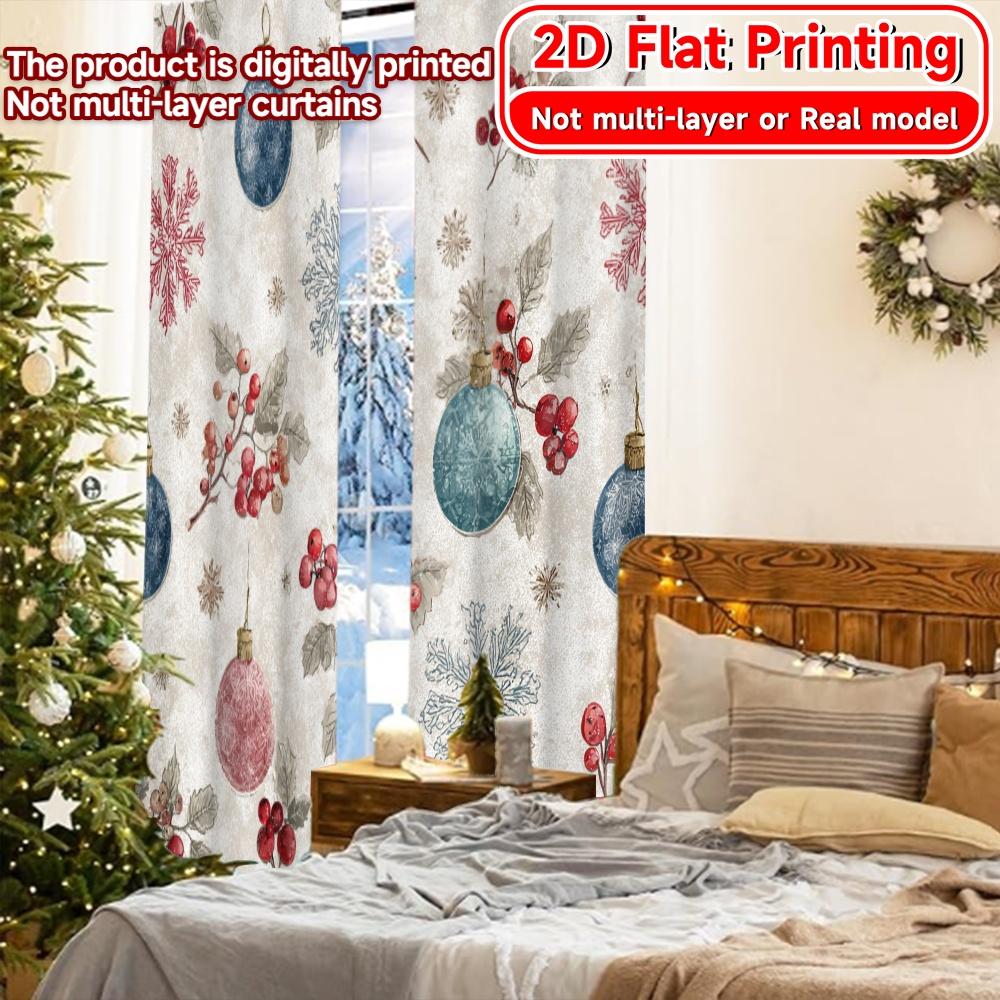 2D Flat Printing  2pcs Festive Elegance Modern Creative Curtains Semi-Sheer Curtains Art Deco Festive Decorative for Bedroom