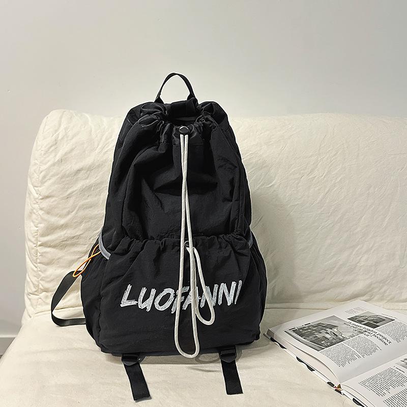 

Outdoor sports lightweight drawstring backpack men s and women s bundle bag mountaineering backpack students class large-capacity schoolbag чёрный