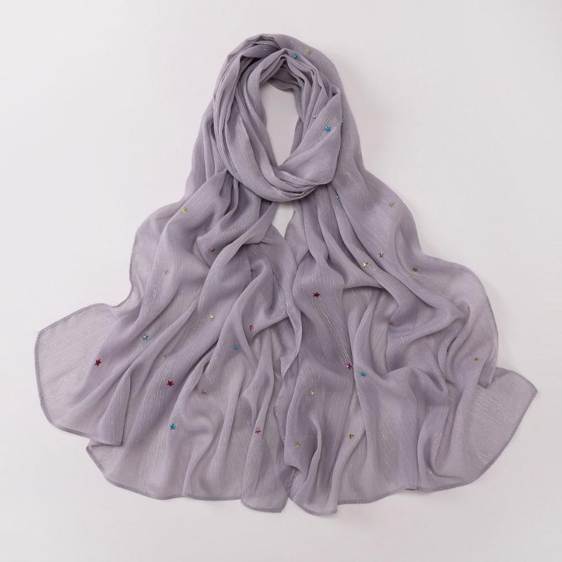 Silver Star Hot Drilling Chiffon Long Scarf Ethnic Fashion Women